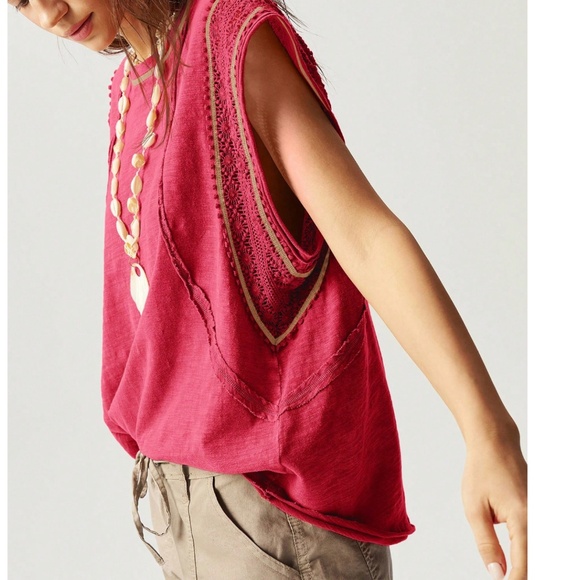 Boho Batwing Lace Sleeve Reverse Stitch Top - Picture 5 of 8